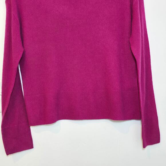 Rachel Zoe 100% Cashmere Crewneck Sweater Size S Magenta Pullover Rib Hem 2-Ply - Picture 5 of 7